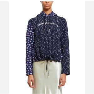 Opening Ceremony cotton floral hoodie sweatshirt mixed pattern blue sz small